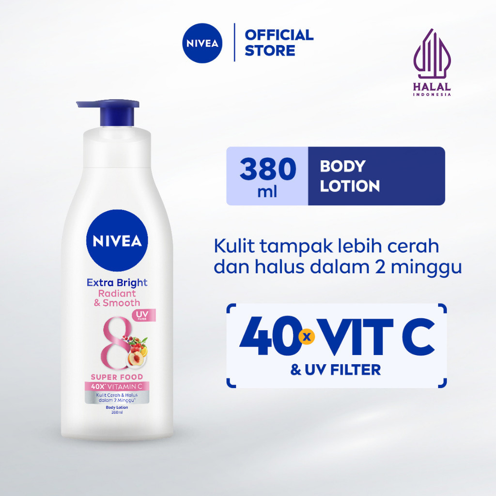 NIVEA Body Lotion Extra Bright Radiant & Smooth UV Filter 380ml - Hand body lotion moisturizer mence
