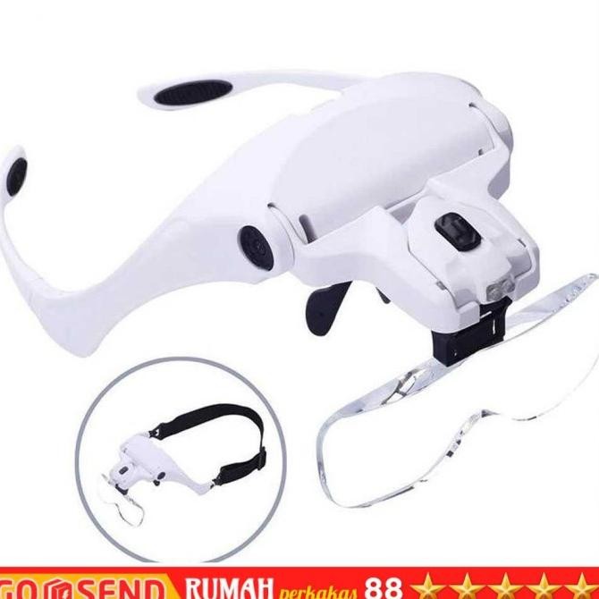 

Sale! Kacamata Pembesar Reparasi Helm Jam Magnifier With 2 LED
