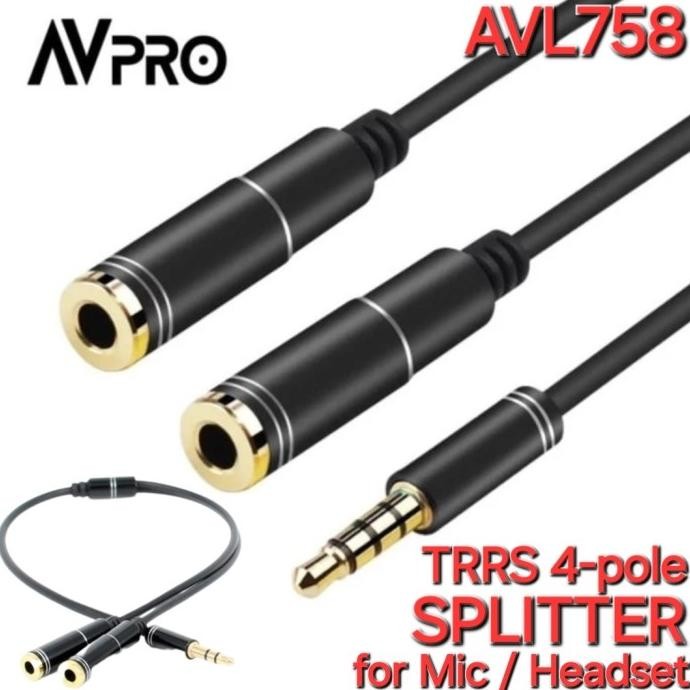 AVPRO AVC160 3.5mm TRRS Audio Splitter Cable For 2 Headset Mic 30cm
