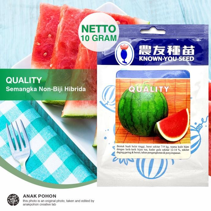 fresh !!! (1 PACK - 10 GRAM) Benih Semangka Merah Non Biji Seedless Quality Hibrida F1 - Known You S