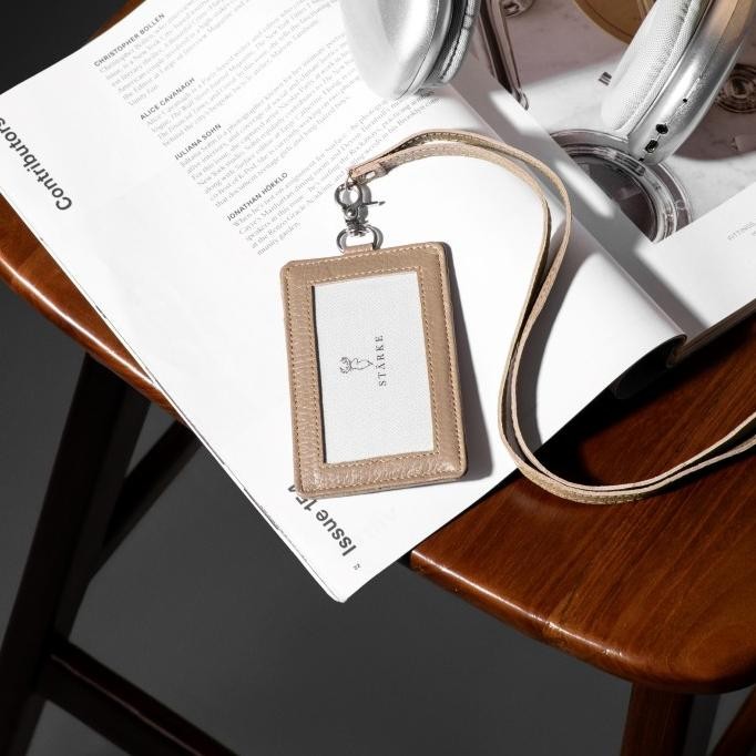 

ready Name Tag Lanyard ID Card Kulit Asli STARKE Leather Hustle Hog Tekstur murah