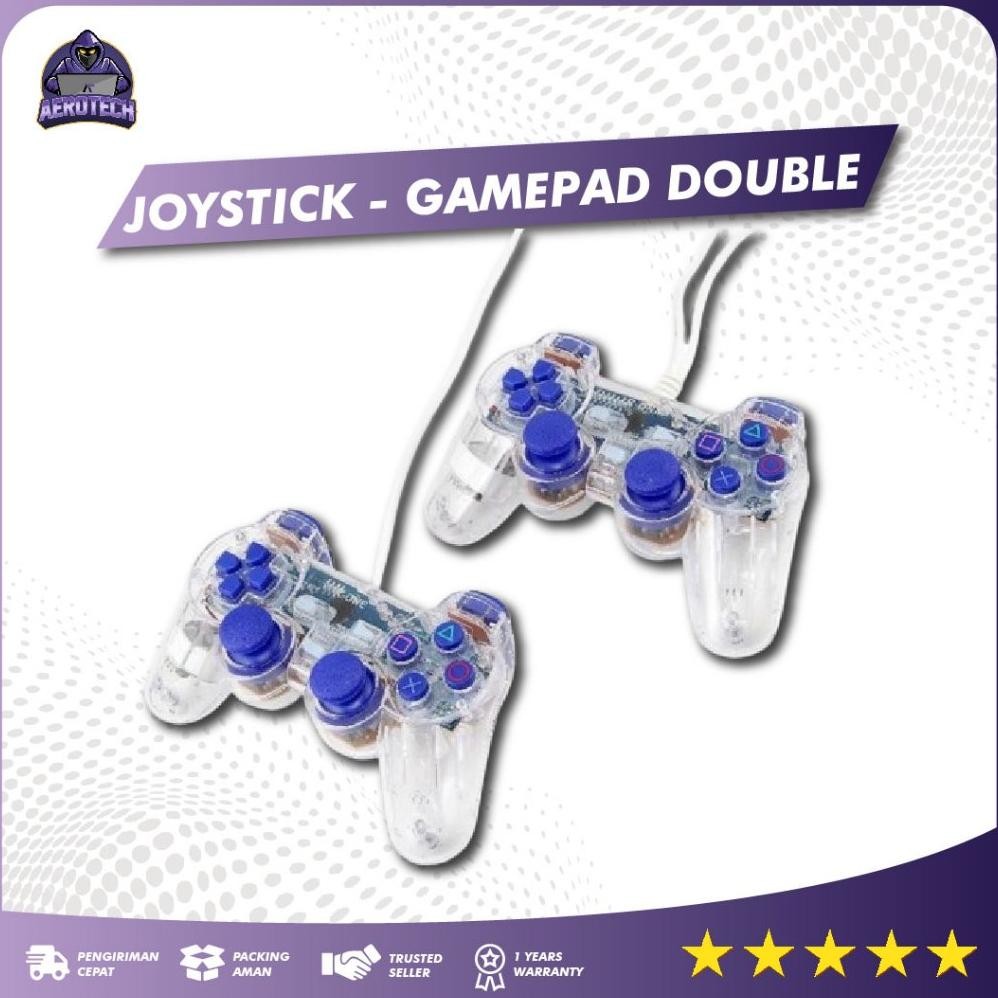 Stik PS PC JOYSTICK PC Laptop Gamepad Double Transparan Usb Eyota murah
