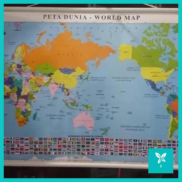 

| BCL | PETA DUNIA - WORLDMAP 2 BAHASA BINGKAI PVC.
