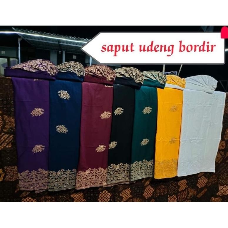 Diskon Set Saput Udeng Bordir Putih/Silver/Gold Murah