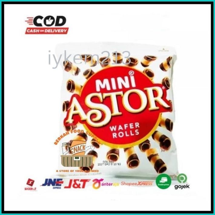 

( BERKAH ) MINI ASTOR WAFER ROLLS 21 GR MINI ASTOR WAFER COKLAT ROLL SNACK CEMILAN ANAK MURAH