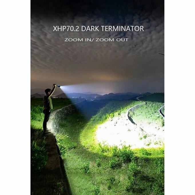 Senter led flashlight usb rechargeable XHP70.2 senter led Terang