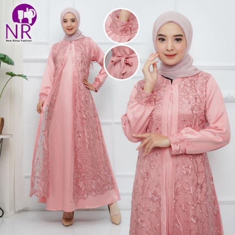 ed-7 (TR01) Gamis Brukat Tile Rompi / Gamis Brukat Muslim / Gamis Model Rompi Ukuran M - XXXL (JUMBO