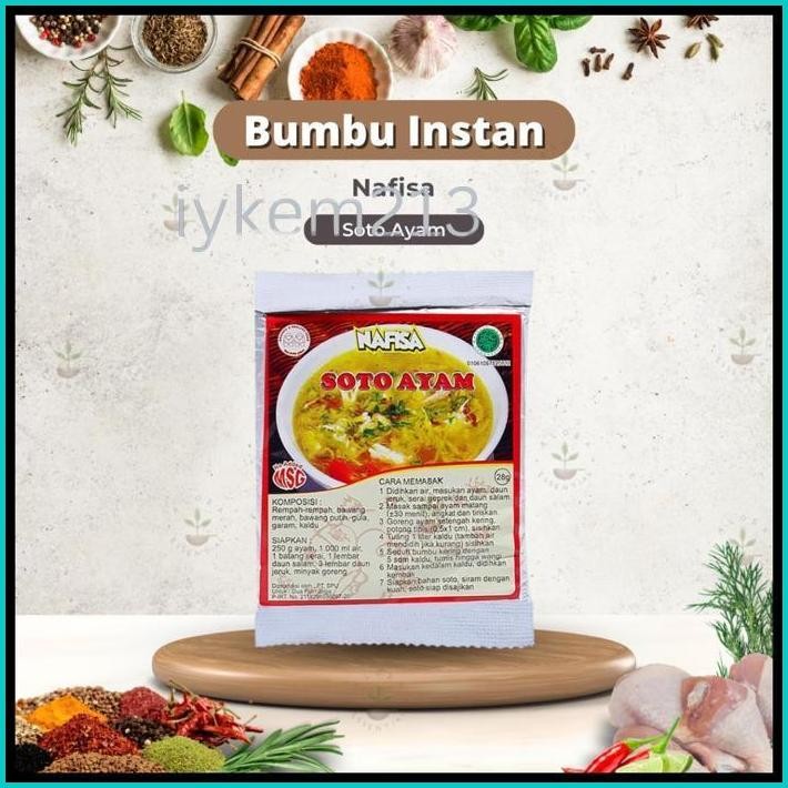

NAFISA BUMBU INSTAN - BUMBU NAFISA - NAFISA BUMBU KUAH BASO SOTO AYAM AYAM BAKAR - BUMBU INSTAN NAFISA