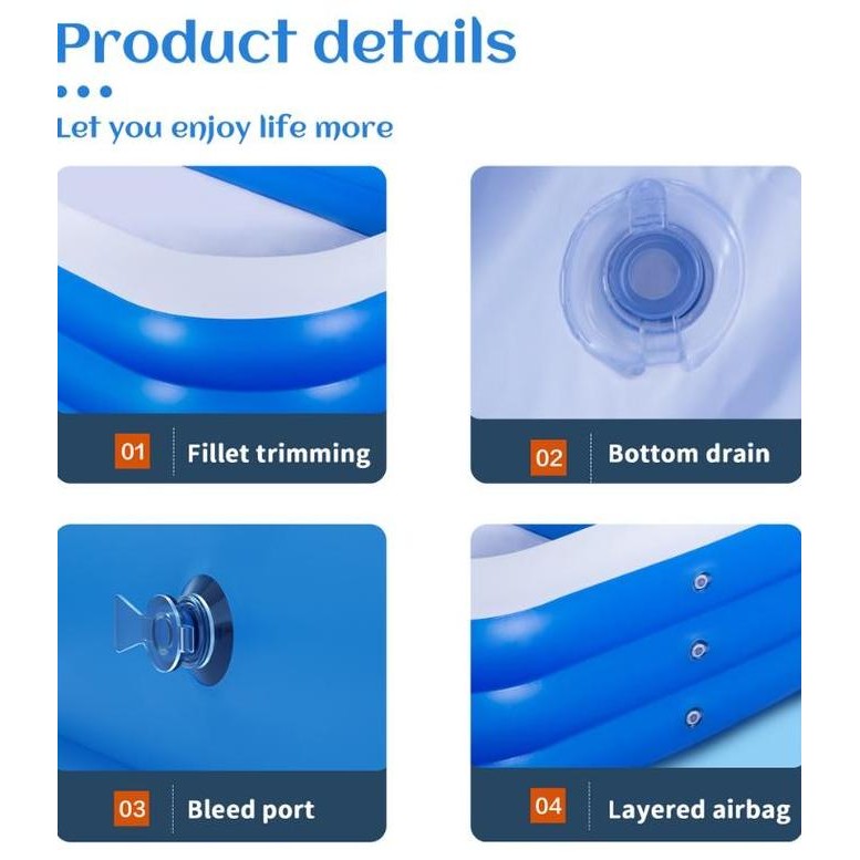 (LIVE) KOLAM RENANG ANAK 2 METER KOLAM MANDI BOLA UKURAN JUMBO INFLATABLE POOL KOLAM RENANG KARET KE