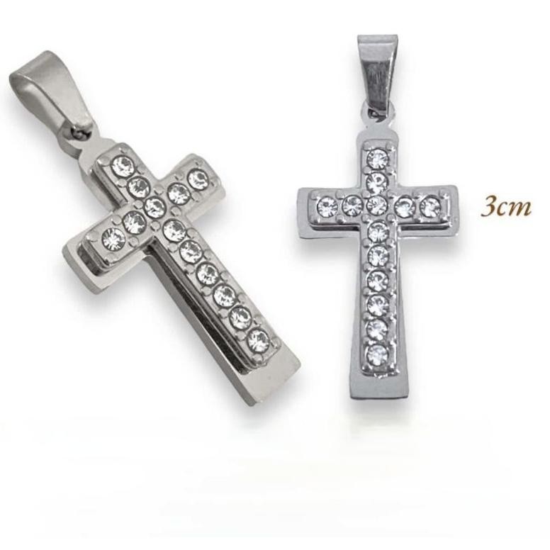 Cuci Gudang Am67 Liontin Salib Titanium Mata Segi 3cm M33/23 - Liontin Salib Titanium - Liontin Sali