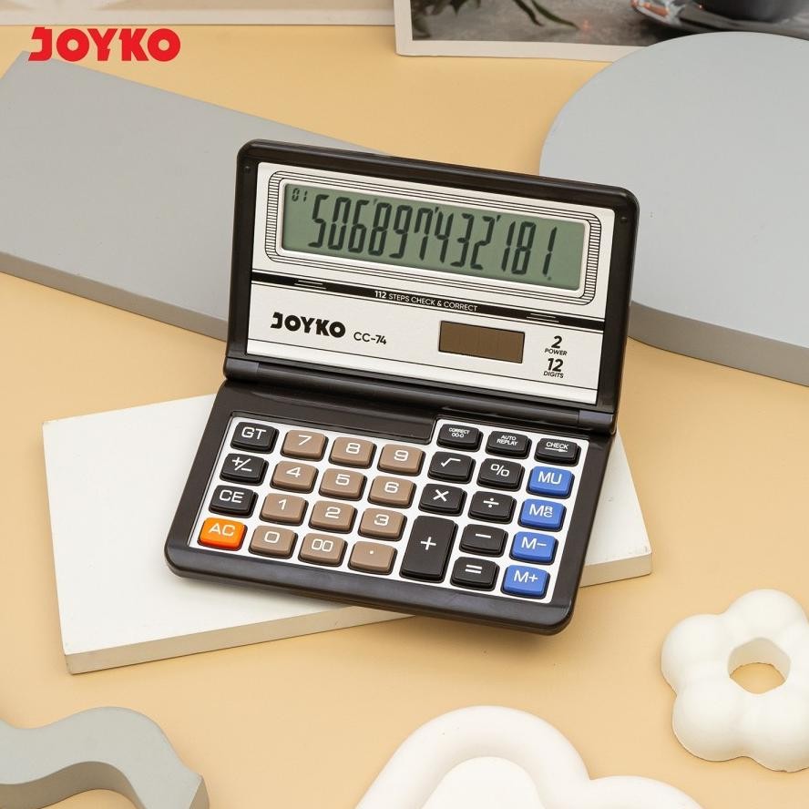 

uk-75 ss-64 JOYKO CC74 BIG DISPLAY CHECK & CORRECT CALCULATOR 12 Digit - Kalkulator Lipat Meja CC 74 Terlaris Viral