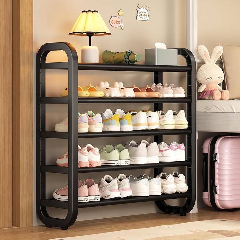 CODCONFIGEAR RAK SEPATU BESI KUAT TEBAL STAINLESS SERBAGUNA RAK MINIMALIS 4/5 SUSUN HITAM BERTINGKAT