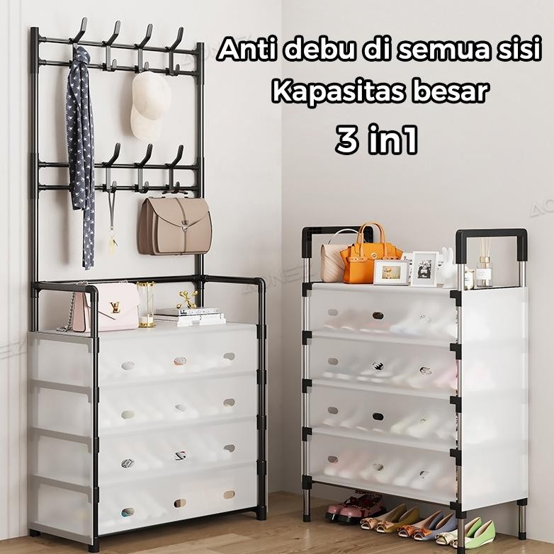 CODCONFIGEAR RAK SEPATU TERTUTUP ANTI DEBU SERBAGUNA RAK PENYIMPANAN DENGAN PENUTUP GANTUNGAN TAS PA