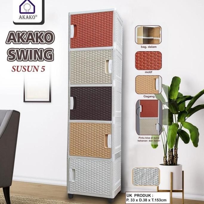 AKAKO - LEMARI PAKAIAN BAJU PLASTIK RAK PIRING AKAKO ROTAN AKAKO SWING 2 SUSUN 3 SUSUN 4 SUSUN 5 SUS