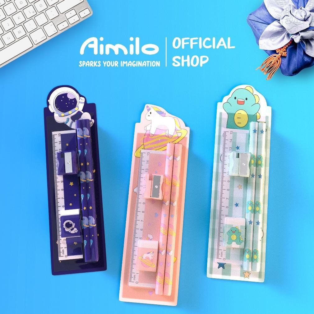 

[READY] AIMILO 5IN1 PENSIL SET ALAT TULIS ANAK LUCU DAN PENGHAPUS UNTUK TEMPAT PENSIL BUKU TULIS SEKOLAH