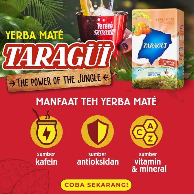 

Promo Taragui Yerba Mate Citrus With Stems 500G | Teh Botanikal Yerba Mate Dengan Rasa Jeruk Argentina