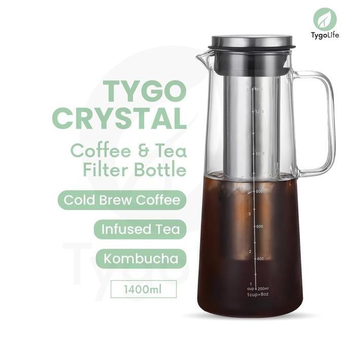 

Grosir Tygo Crystal Coffee & Tea Filter Bottle 1400Ml Untuk Cold Brew, Teh, Infused Water, Kombucha Botol Saringan Teh Kopi Tanpa Ampas