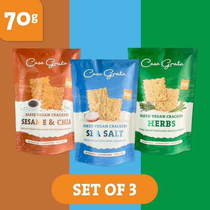 

Sale Crackers Set Of 3 - 70Gr ( 3Pcs Casa Grata Crackers ) - Gluten Free & Vegan Snacks