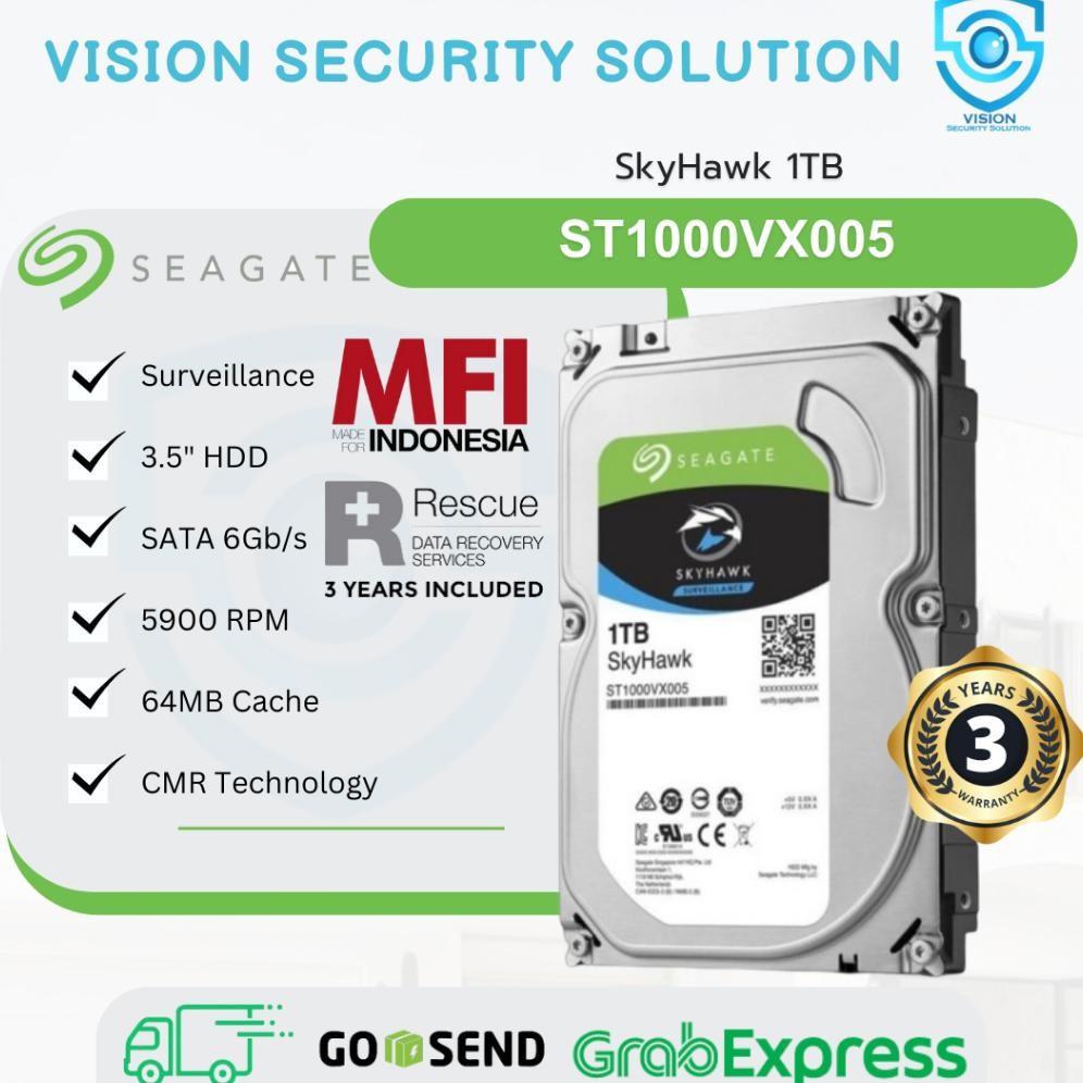 Seagate Skyhawk Harddisk 1TB HDD Internal CCTV - Harddisk CCTV - Garansi MFI