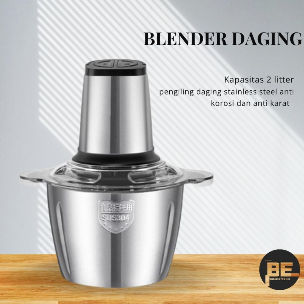 Blender Daging Choper Portable 2in1 4 Mata Pisau Stainles steel