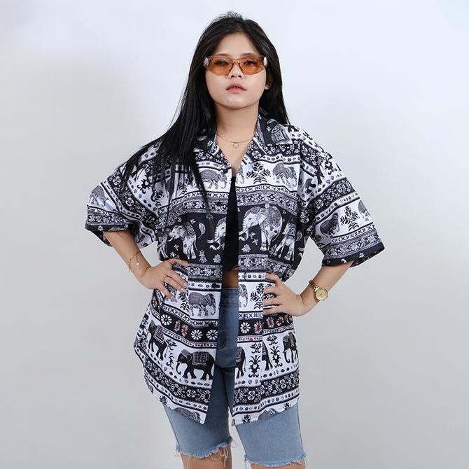 Sale Baju Kemeja Pria Wanita Dowear Motif Gajah Thailand 905 Printing