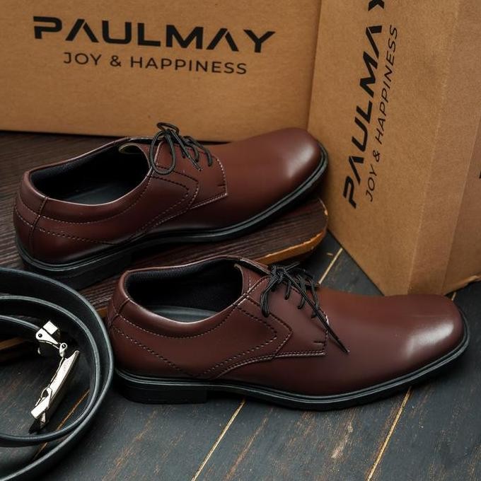 PAULMAY - Sepatu Formal Casual Pria Wina 65 Brown Shoes Pantofel Kerja Hitam Coklat Fantofel PS12