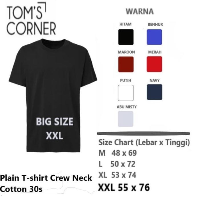 Murah Kaos Oblong Polos Jumbo Kaos Polos Big Size Katun 30S T-Shirt Pria