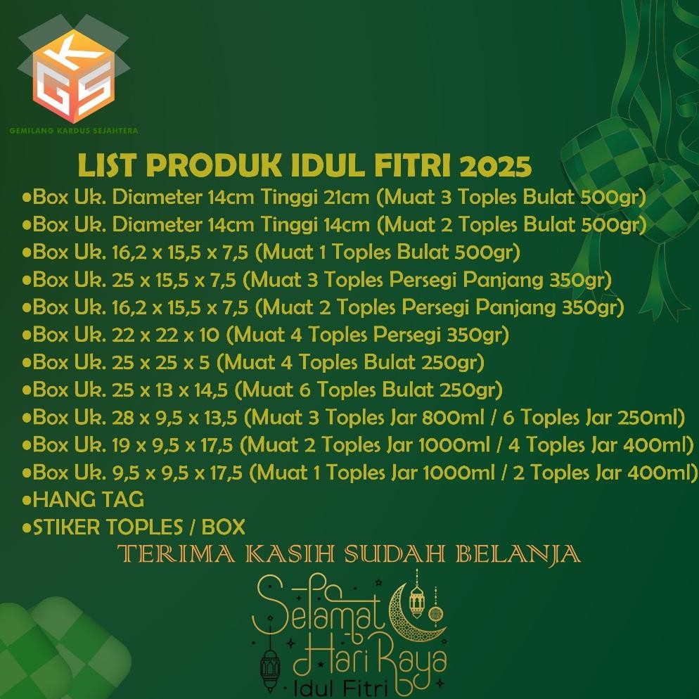 

10pcs Box Hampers Idul Fitri | Ukuran 3 Toples 350gr | Box Lebaran | Box Idul Fitri | Dus Lebaran