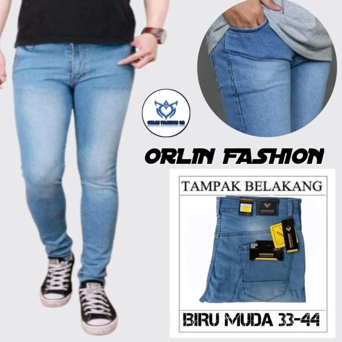 Grosir Celana Panjang Jeans Pensil Pria Ukuran Jumbo 33 - 44