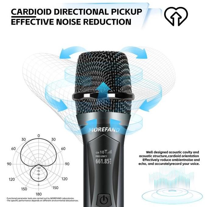 Sale Morefand Advance Mic-108V Profesional 2 Mikrofon Tanpa Kabel Untuk Karaoke Dan Speaker Bluetoot
