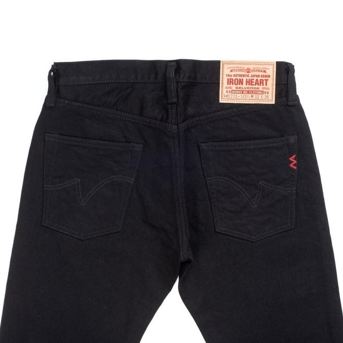 Sale Ih-777S-142Bb Iron Heart 14Oz Black X Black Selvage Slim Tapered Jeans