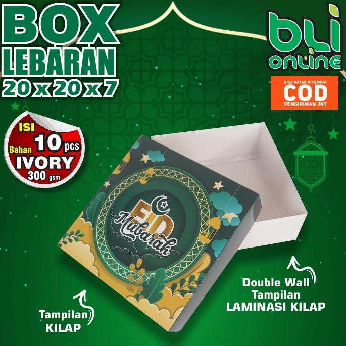 

Box Lebaran 20 x 20 x 7 / isi 10 pcs / Hampers Lebaran / Box Kue Kering / Dus Idul Fitri / Kardus Lebaran