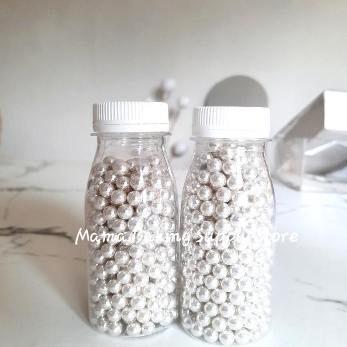 

Produk Baru!! Edible Sprinkle Ball PEARL SILVER Mutiara -+5 mm Topping Decor -+100 g