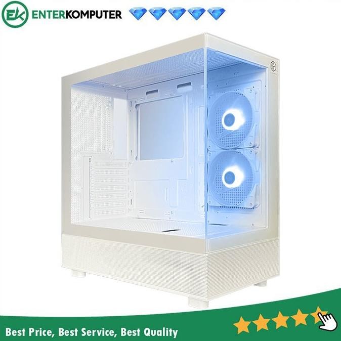 [jyshop] Casing PC CUBE GAMING COMSEL WHITE - ATX Gaming Case - Tempered Glass