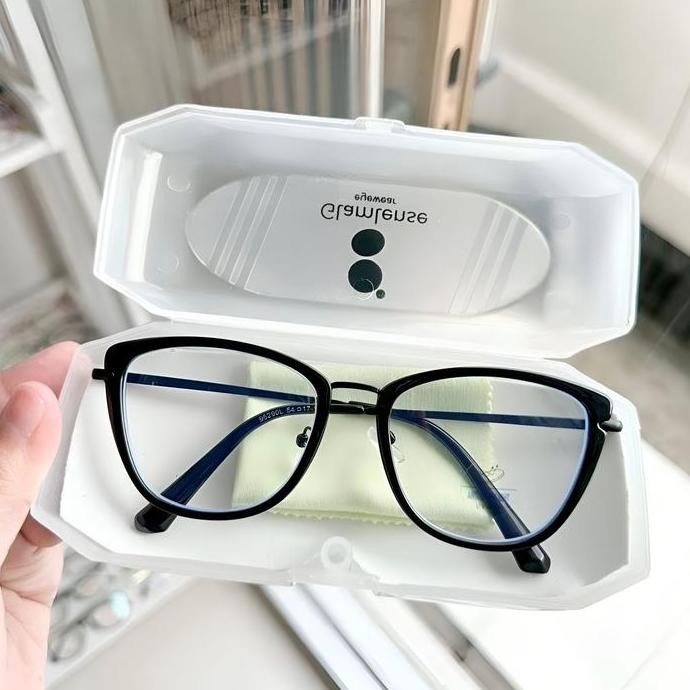 new [beli 1pcs minus gratis 1 kacamata] kacamata minus cat eye photocromic antiradiasi pria dan wani