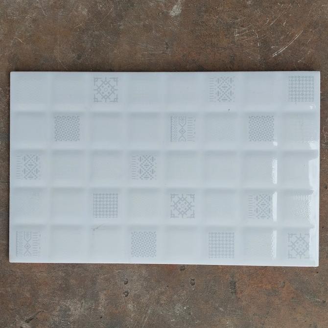 KERAMIK DINDING DAPUR KAMAR MANDI KIA JORDAN DECO WHITE 25X40 KW1