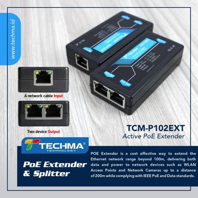 HARGA DISC - Techma 1 to 2 Aktip PoE Extender & Splitter