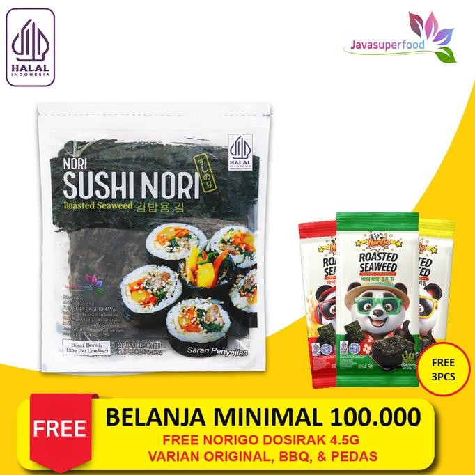 

Sushi Nori Seaweed Rumput Laut Panggang HALAL 5/10/20/50 Sheets/lembar nUg