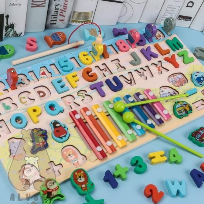 MAINAN EDUKASI PUZZLE 7 IN 1 / WOODEN MONTESSORI PUZZLE