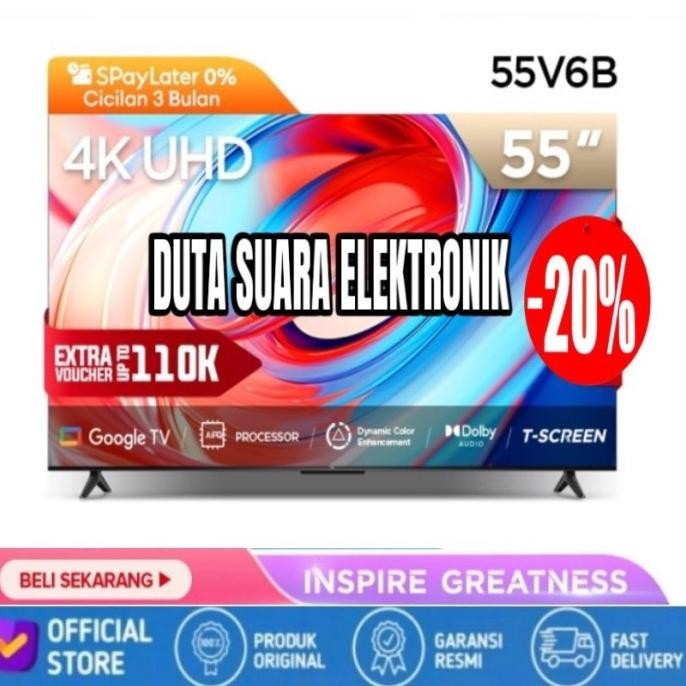 LED TV TCL 55 INCH 55A18 A18 GOOGLE TV 4K UHD ANDROID SMART TV