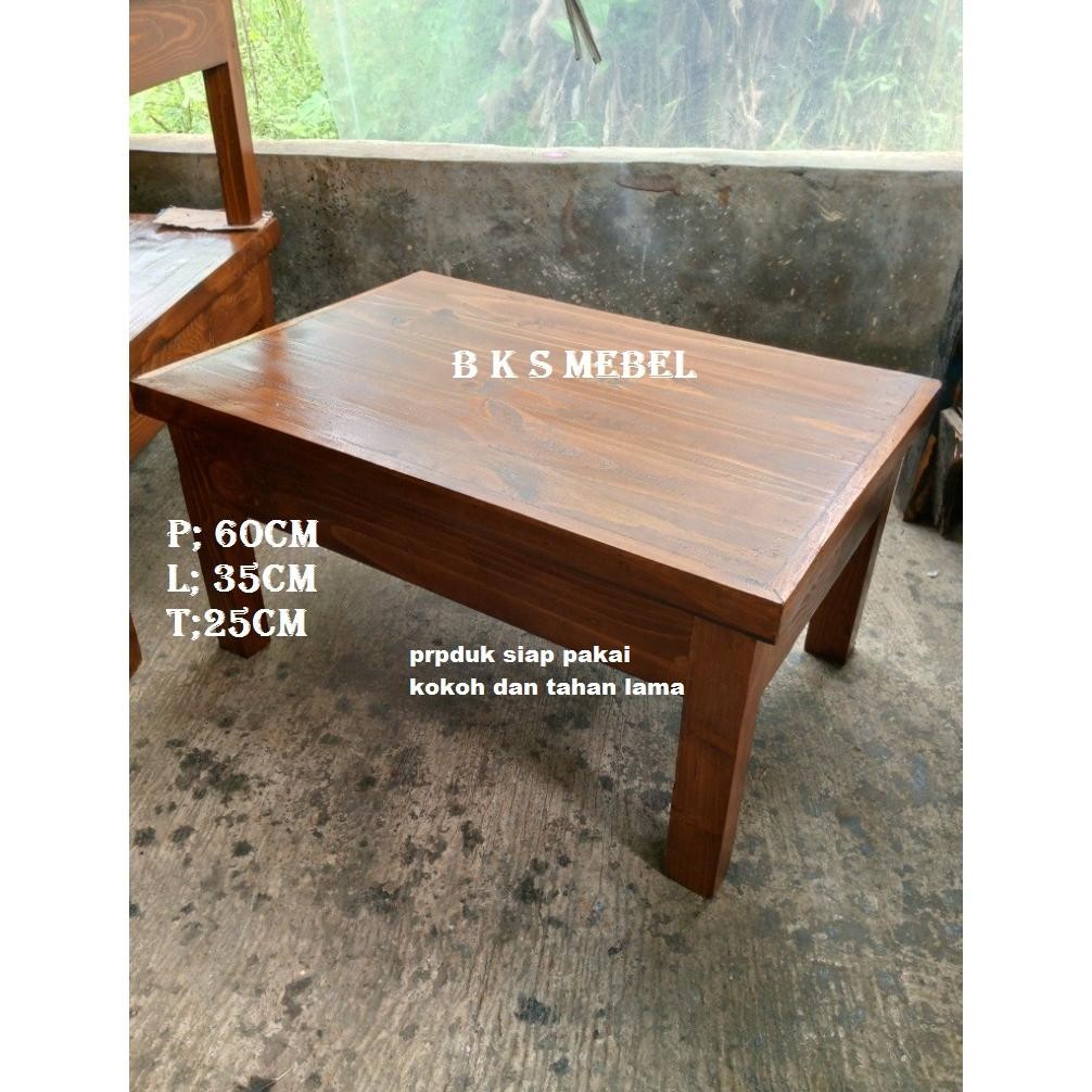 MEJA BELAJAR MEJA LESEHAN FULL KAYU JATI BELANDA SIAP PAKAI PANJANG 60CM LEBAR 35CM TINGGI 25CM