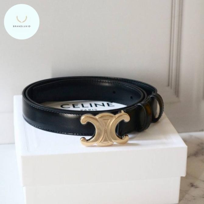 Promo Celine Medium Triomphe Belt 2.5Cm / 25Mm Black Ghw