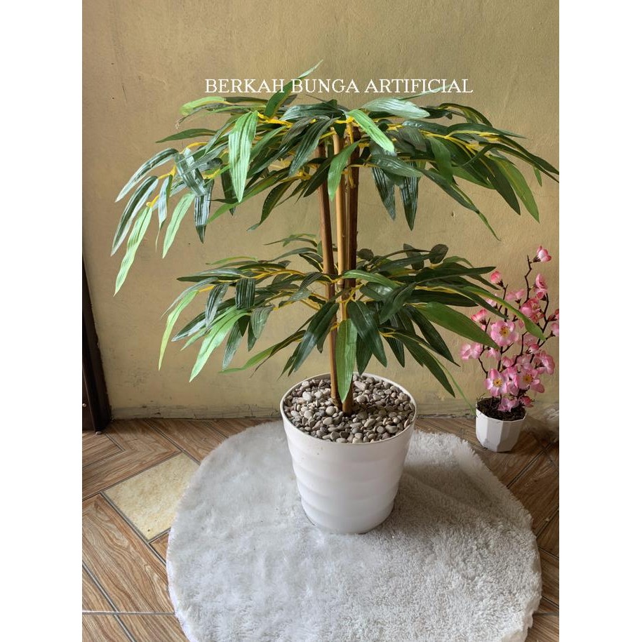 Pohon Bambu Artrificial Bambu Plastik Bambu Kuning Daun Bambu Partisi