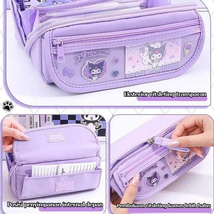 

K011 Tempat Pensil Sanrio Kuromi Cinnamorol Melody / Kotak Pensil 9 Lapis Penyimpanan Alat Tulis Siswa liquid