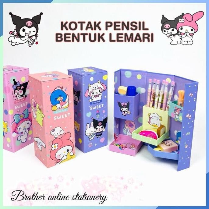 

BOS Kotak Pensil Karton Rak Berdiri Tingkat/Pencil Case/Pencil Box Stationery/Kotak Pensil Canggih/Kotak Pensil Aesthetic liquid