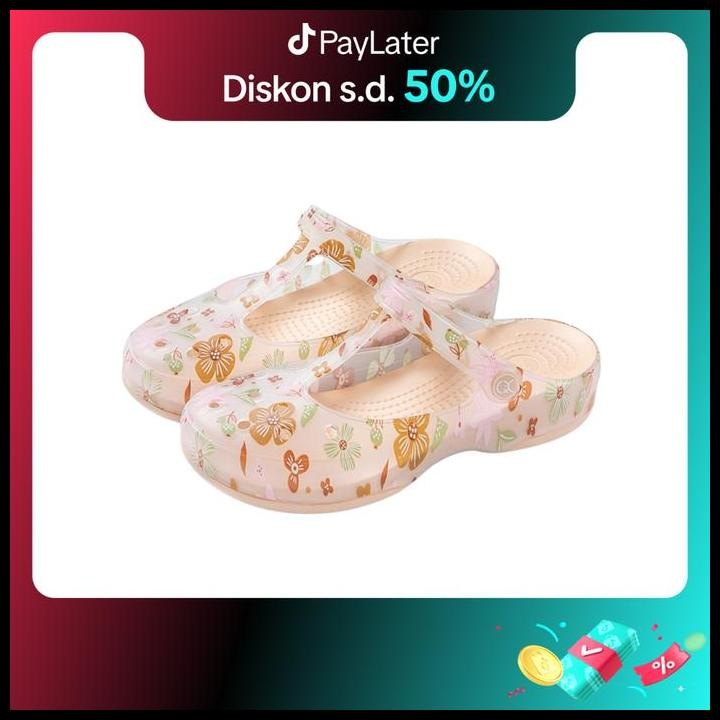 Terlaris Okaido Sandal Sepatu Wanita Slop Motif Bunga & Polos Jelly Bening Transparan Coklat Karet P