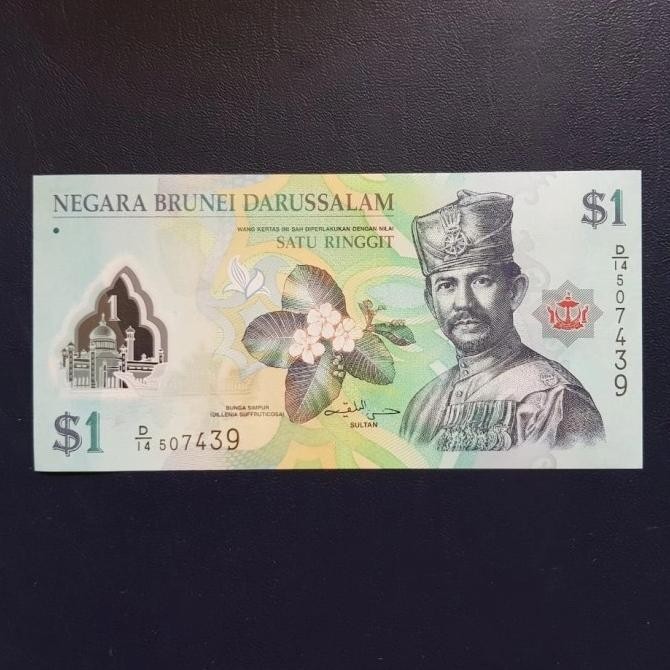 TERSEDIA Uang Kuno Brunei Polymer 1 Ringgit Dollar