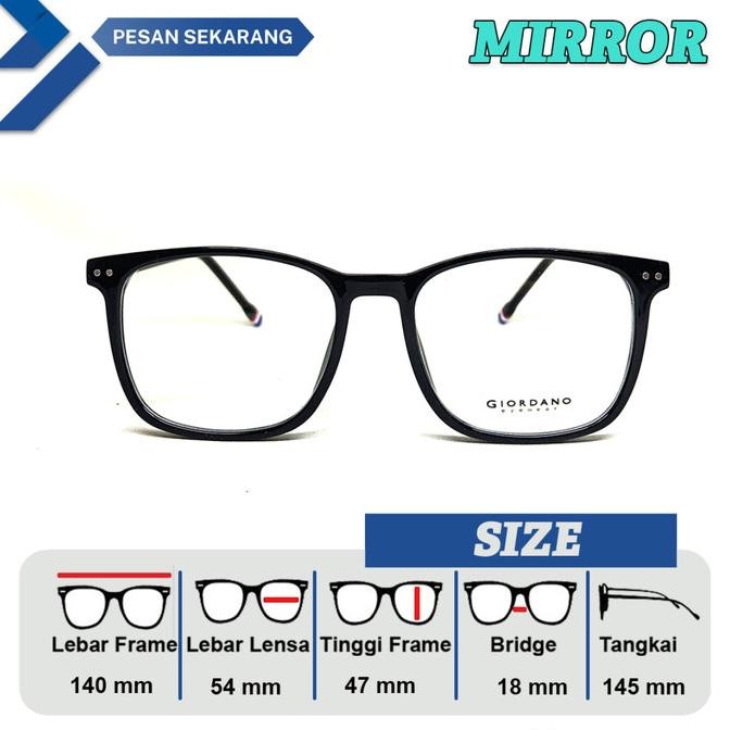 Grosir Frame Kacamata Pria / Wanita Grd 8385 Lebar Frame 140 Size 54 Bridge 18 Model Kotak Full Fram