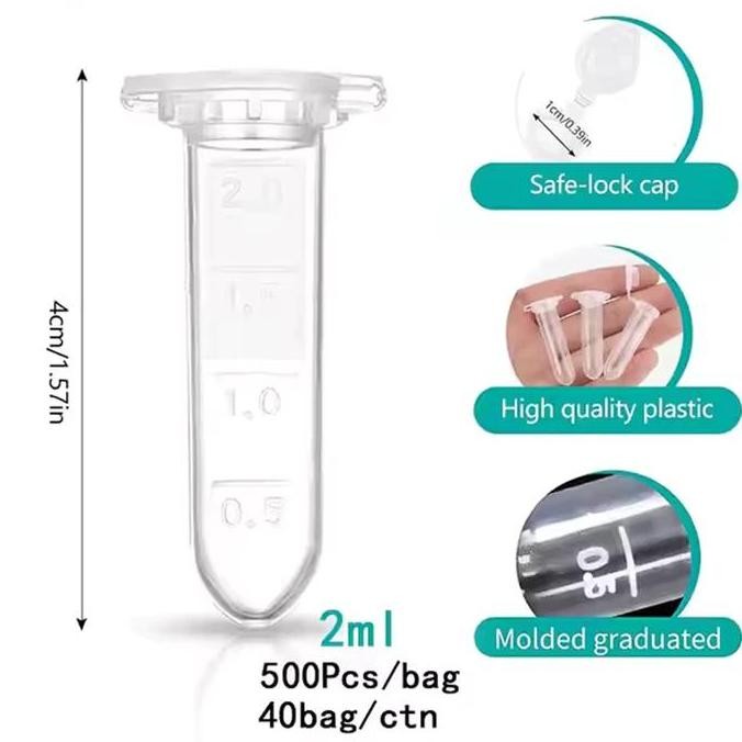 COD PCR Tube 500pcs Eppendorf Tube 2ml Centrifuge Tube Sample Cup