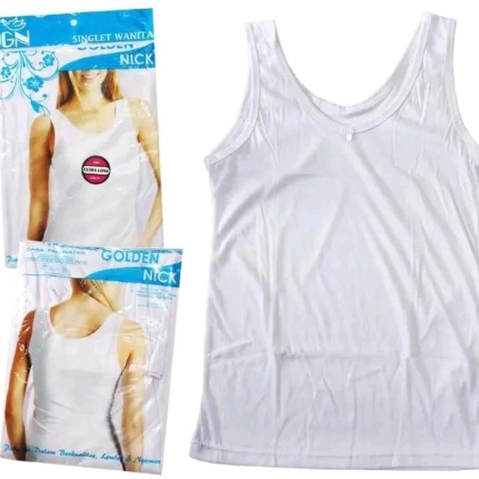 Promo [3Pcs,6Pcs] Golden Nick At 48 - Singlet/Tanktop Wanita Dewasa Remaja Putih (M L Xl Xxl) - Cewe